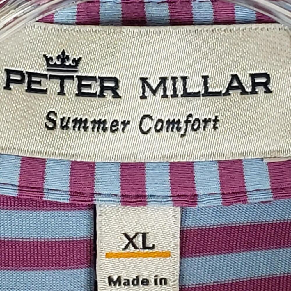 Peter Millar Shirt Summer Comfort Golf Polo Men's XXL Blue Pink Striped SS - Picture 7 of 10